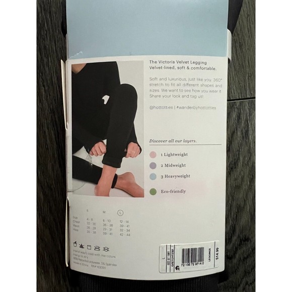 Wander by Hottotties Women Victroria Velvet Lined Leggings Grey L Stretch - Picture 9 of 10